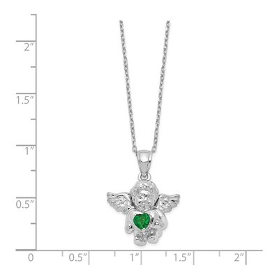 Sterling Silver CZ May Birthstone Angel Ash Holder Pendant Necklace – view 3