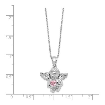 Sterling Silver CZ October Angel Ash Holder Pendant Necklace – view 3