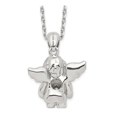 Sterling Silver CZ October Angel Ash Holder Pendant Necklace – view 4