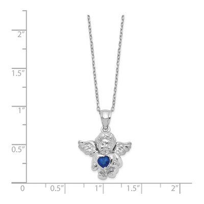 Sterling Silver CZ September Birthstone Angel Ash Pendant Necklace – view 3