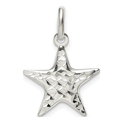 Sterling Silver Diamond-Cut Star Charm