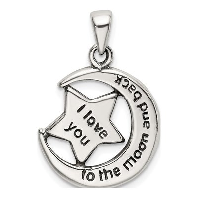 Sterling Silver 'love You to Moon' Star Pendant