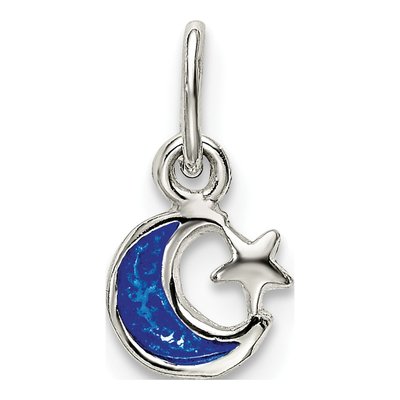 Sterling Silver Blue Moon Star Enamel Charm