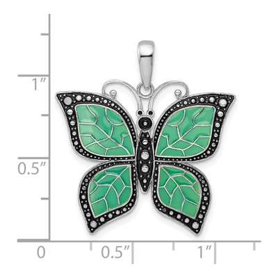 Sterling Silver Enameled Aqua Butterfly Pendant – view 5