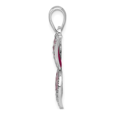 Sterling Silver Fuchsia Enamel Butterfly Pendant – view 3