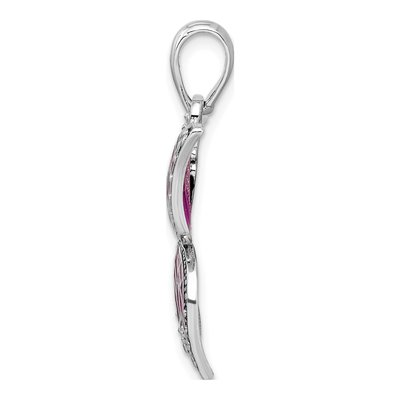 Sterling Silver Purple Enamel Butterfly Pendant – view 3
