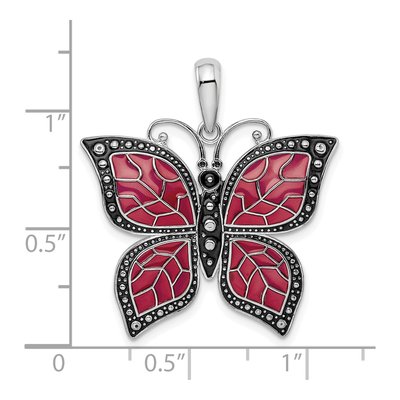Sterling Silver Purple Enamel Butterfly Pendant – view 5