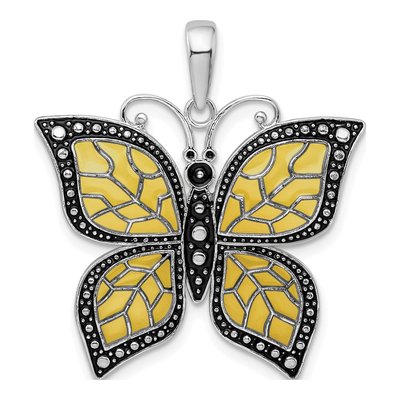Sterling Silver Enameled Butterfly Pendant
