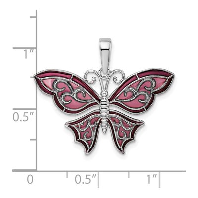 Sterling Silver Enameled Purple Butterfly Pendant – view 5