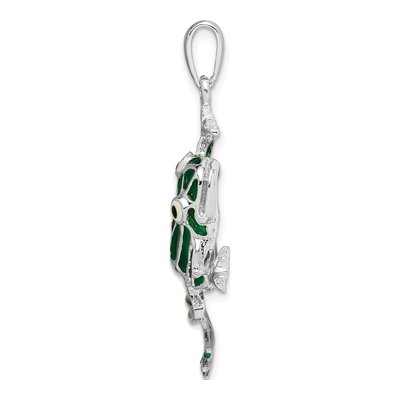 Sterling Silver Enameled Green Frog Pendant – view 3