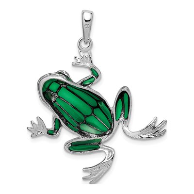 Sterling Silver Enameled Green Frog Pendant – view 4