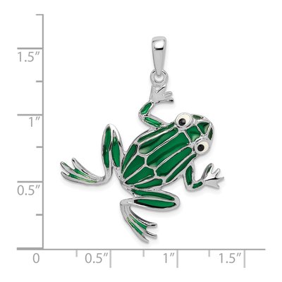 Sterling Silver Enameled Green Frog Pendant – view 5