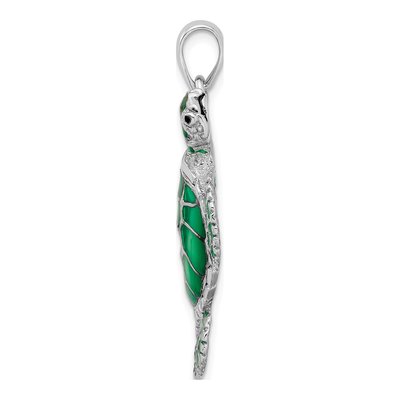 Sterling Silver Green Sea Turtle Pendant – view 3