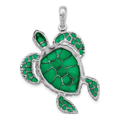 Sterling Silver Green Sea Turtle Pendant – view 4