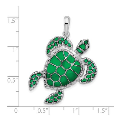 Sterling Silver Green Sea Turtle Pendant – view 5