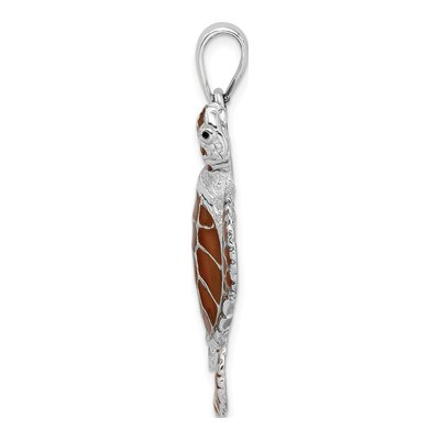 Sterling Silver Enameled Brown Sea Turtle Pendant – view 3
