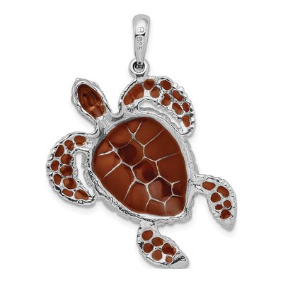 Sterling Silver Enameled Brown Sea Turtle Pendant – view 4