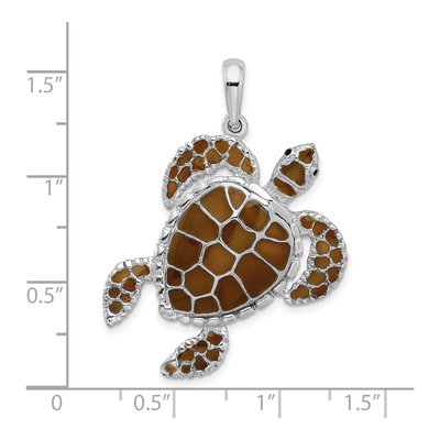 Sterling Silver Enameled Brown Sea Turtle Pendant – view 5