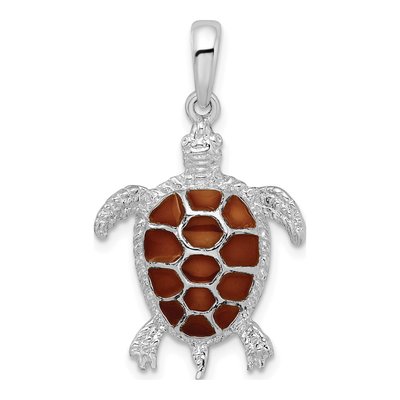 Sterling Silver Enameled Sea Turtle Pendant
