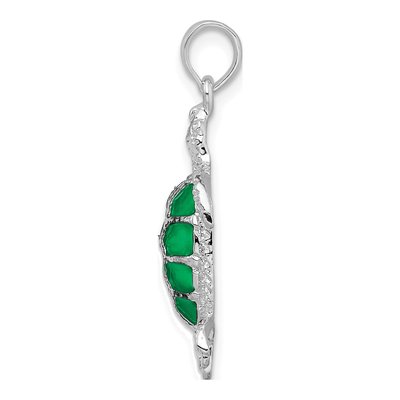 Sterling Silver Enameled Green Sea Turtle Pendant – view 3