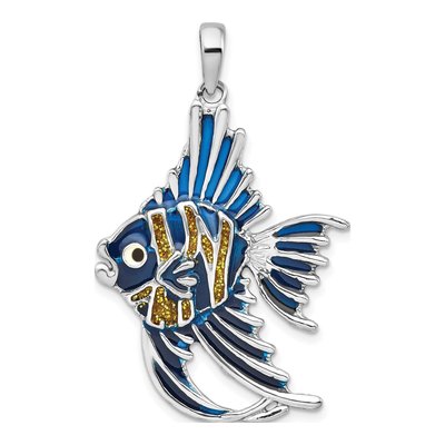 Sterling Silver Enameled Angelfish Pendant