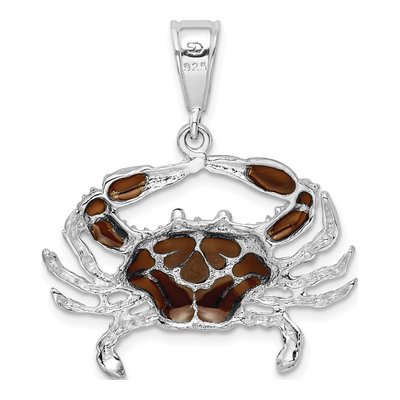Sterling Silver Enameled Brown Crab Pendant – view 4
