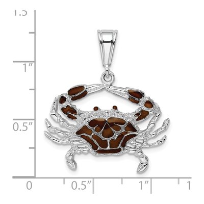 Sterling Silver Enameled Brown Crab Pendant – view 5