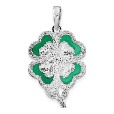 Sterling Silver Enameled 4-Leaf Clover Pendant – view 4