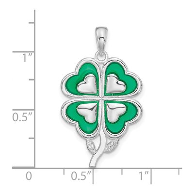 Sterling Silver Enameled 4-Leaf Clover Pendant – view 5