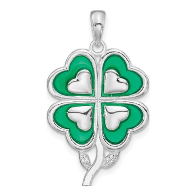 Sterling Silver Enameled 4-Leaf Clover Pendant