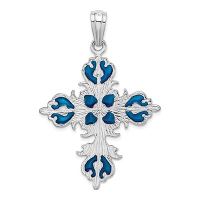 Sterling Silver Fleur de Lis Cross Pendant – view 4