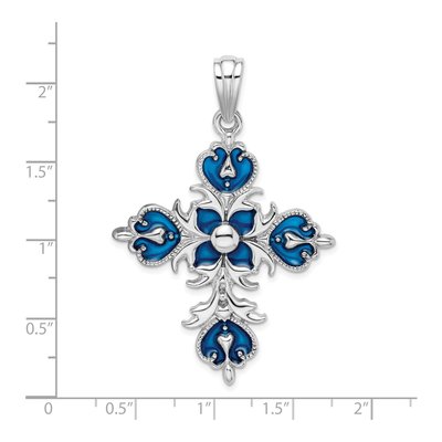 Sterling Silver Fleur de Lis Cross Pendant – view 5
