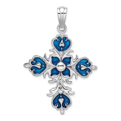 Sterling Silver Fleur de Lis Cross Pendant