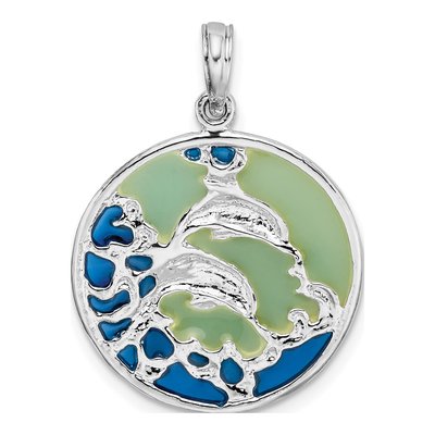 Sterling Silver Enameled Dolphins Pendant – view 4