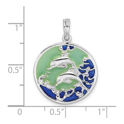 Sterling Silver Enameled Dolphins Pendant – view 5