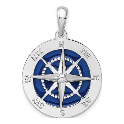 Sterling Silver Enameled Compass Pendant