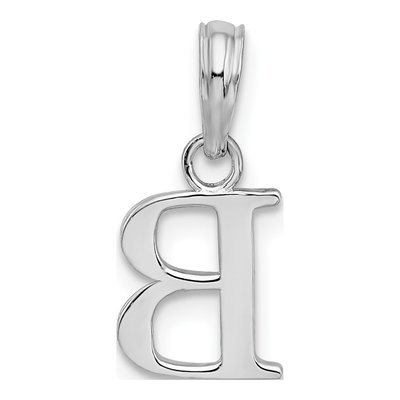 Sterling Silver Block Initial B Pendant – view 4