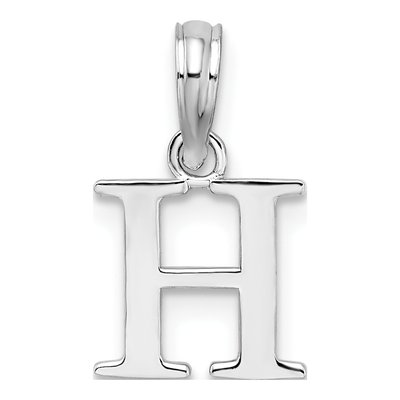 Sterling Silver Block Initial H Pendant