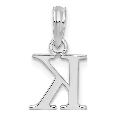 Sterling Silver Block Initial K Pendant – view 4