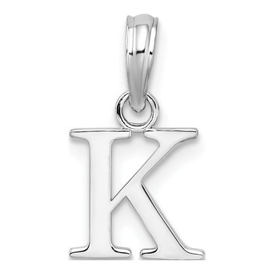 Sterling Silver Block Initial K Pendant
