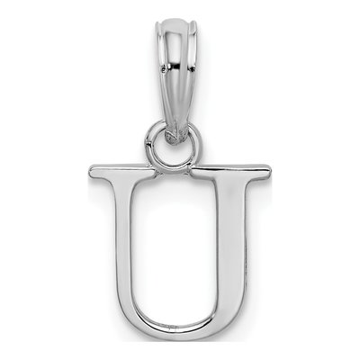 Sterling Silver Block Initial U Pendant – view 4