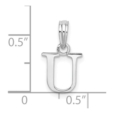 Sterling Silver Block Initial U Pendant – view 5