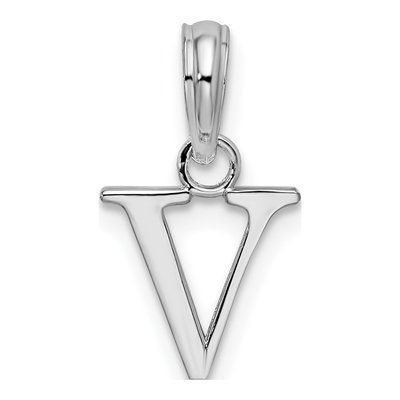 Sterling Silver Block Initial V Pendant – view 4