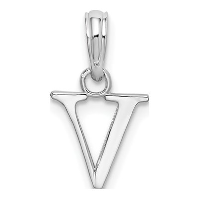 Sterling Silver Block Initial V Pendant