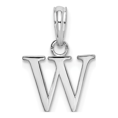 Sterling Silver Block Initial W Pendant – view 4