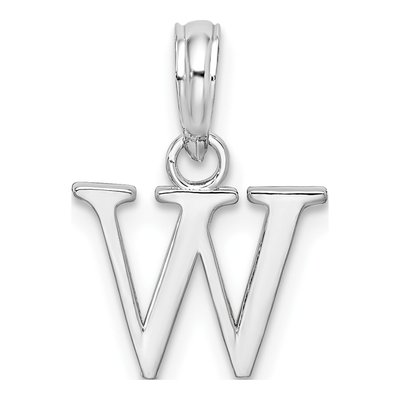 Sterling Silver Block Initial W Pendant