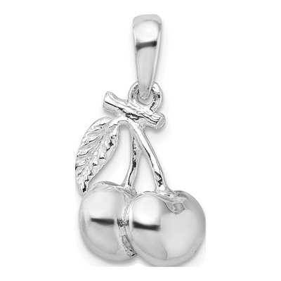 Sterling Silver 3D Cherries Pendant