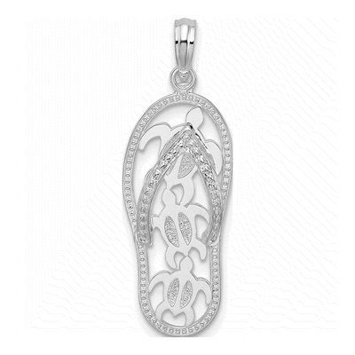 Sterling Silver Turtle Flip-Flop Pendant