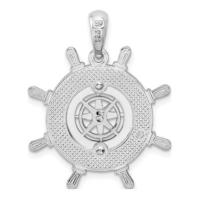 Sterling Silver Ships Wheel Compass Pendant – view 4