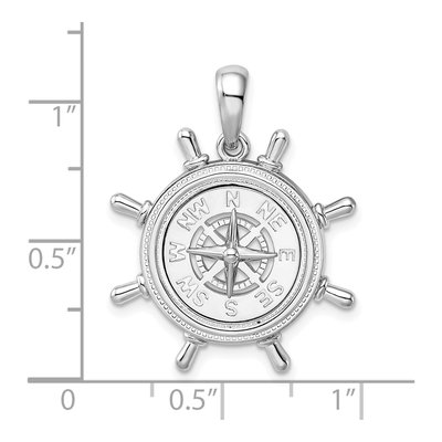 Sterling Silver Ships Wheel Compass Pendant – view 5